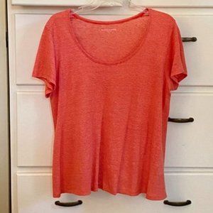 EILEEN FISHER Orange Linen Stripe T-Shirt